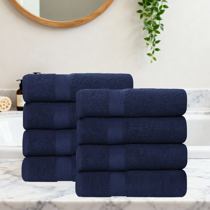 Essuie-mains en coton léger à séchage rapide, ensemble de 8, Bleu, Ensemble de 8 essuie-mains