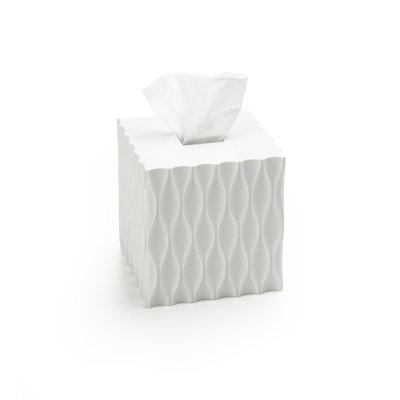 Wave White Tissue Box Cover
