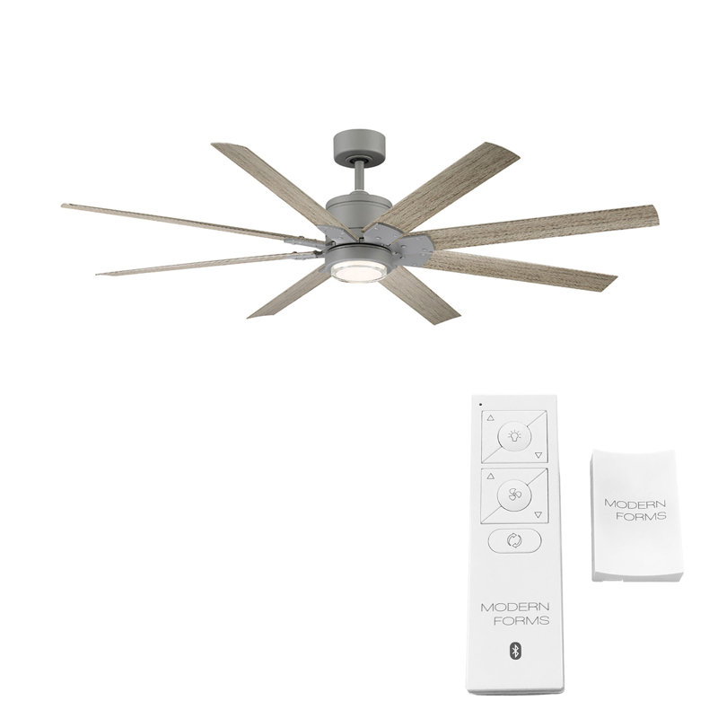 Renegade 8 - Blade Outdoor Integrated LED Smart Standard Ceiling Fan with Remote Control and Light Kit Included, 52", 3000K