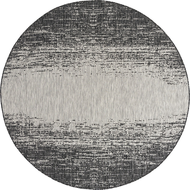 Outdoor Iris Area Rug Char Color, Round 7'10"