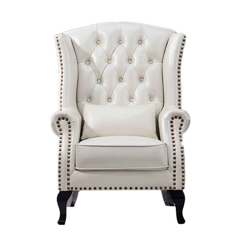 Tekenya Upholstered Accent Chair, Geena Beige Faux Leather