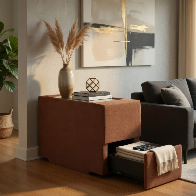 Console Meso, table d'appoint modulaire, rangement, Oyster Nuvella, 37 po, Orange
