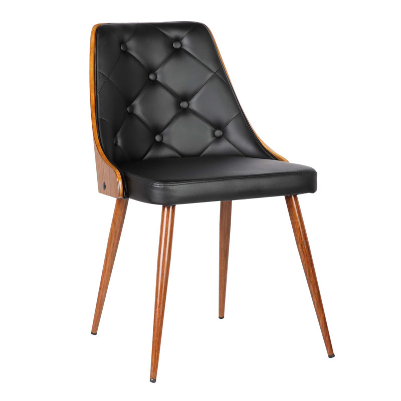 Almond 45.72cm H Tufted Upholstered Side Chair in Grey, Black