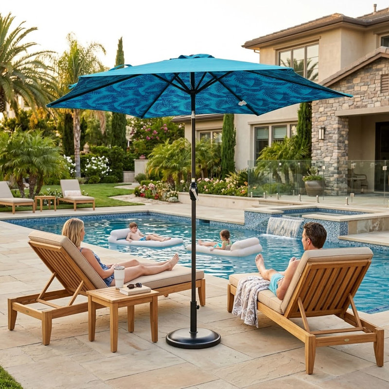 Parasol de patio avec auvent de glace, abri de jardin, de terrasse et de piscine, Bleu sarcelle / glace