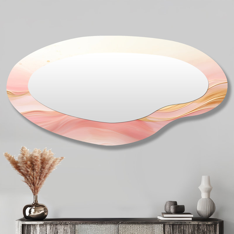Miroir mural rose à formes souples asymétriques Fusion II - formes abstraites