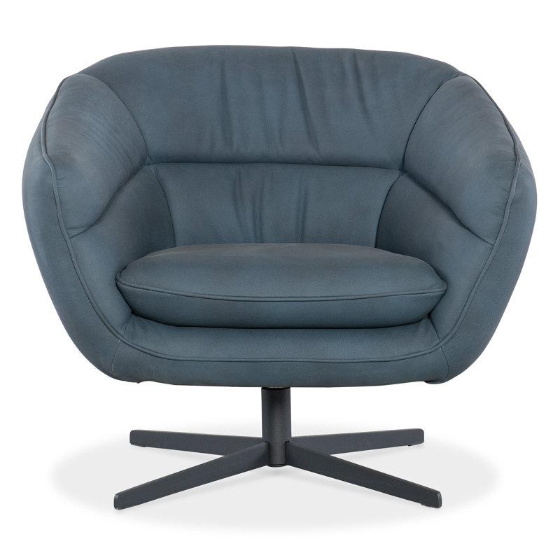 CC Swivel Chair, Blue Genuine Leather