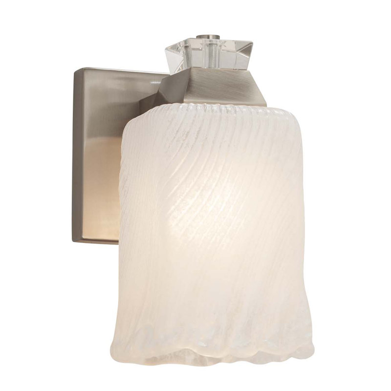 Leroux Armed Sconce, Whitewash, Dedicated LED, Polished Chrome