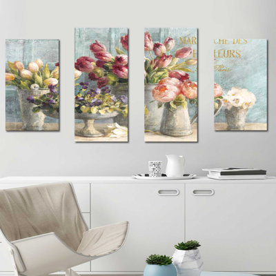 « marche des fleurs », reproduction de peinture à l’acrylique à multiples images sur toile