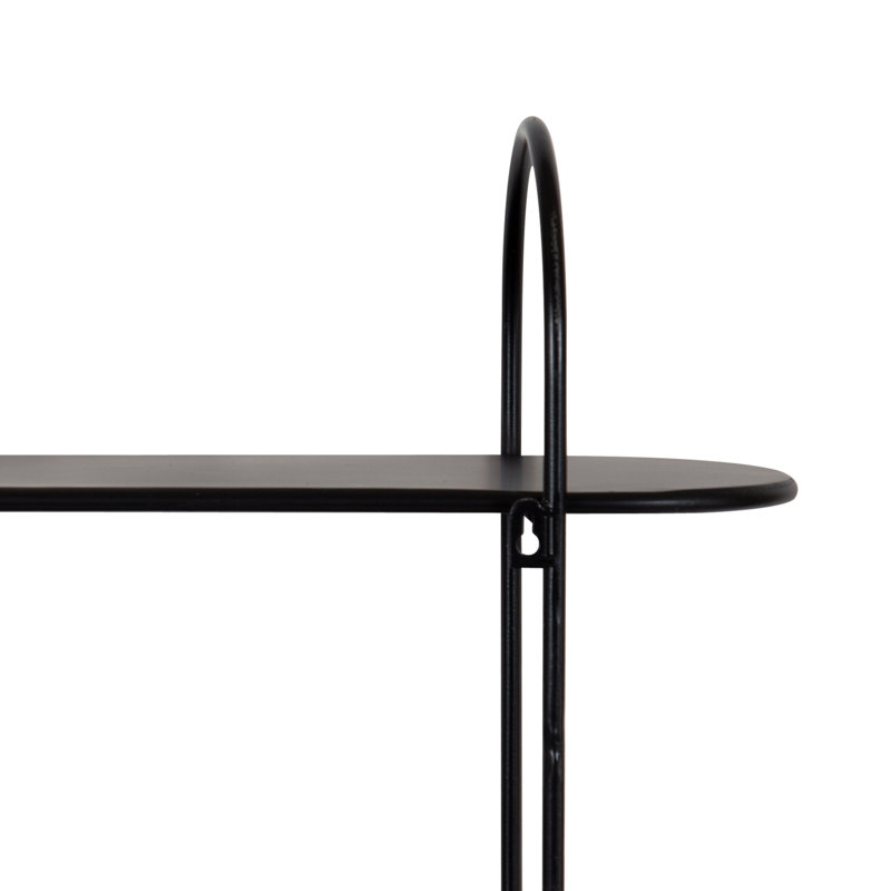 Rusne 2 Piece Oval Metal Floating Shelf, Black