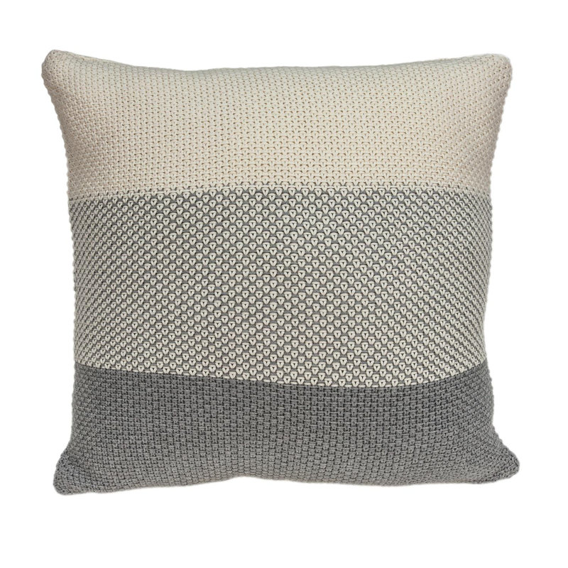 Tan and Gray Cotton Square Throw Pillow Set