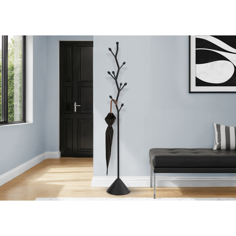Portemanteau, portemanteau, 8 crochets, vestibule, h 72 po, chambre à coucher, métal noir, contemporain