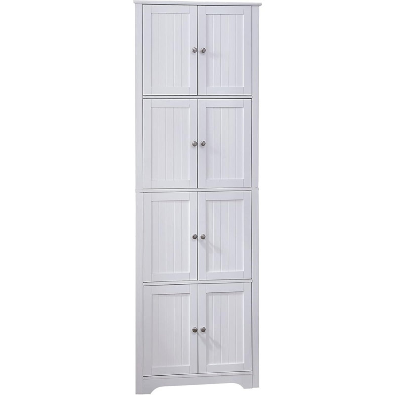 Grand garde-manger de coin blanc - Unité de rangement à huit portes pour une organisation domestique efficace