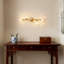 Luminaire de miroir de meuble-lavabo à 5 lumières à intensité variable avec abat-jour en verre martelé - applique murale moderne en laiton doré pour application de maquillage