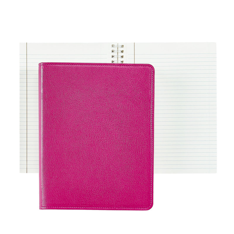 9" Refillable Leather Notebook   , Azalea