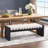 62.8" Chenille Upholstered Bench with Rolled Cushions