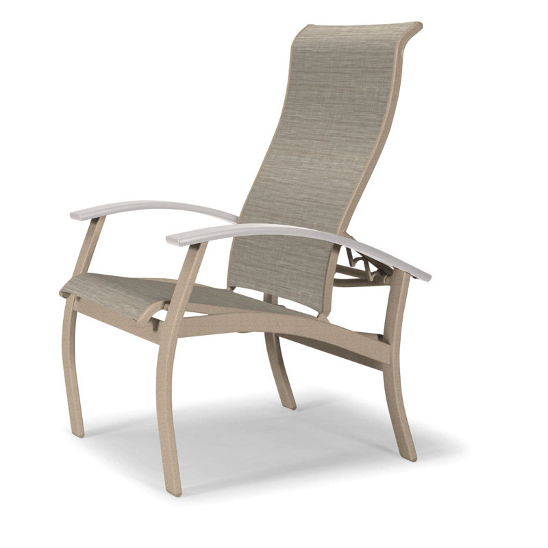 Chaise de patio Askar, Blanc, Bristol taupe Sunbrella®, Désert texturé