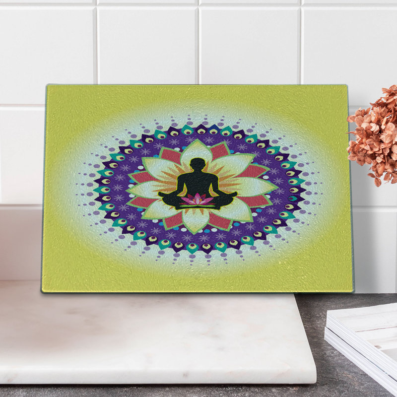 Planche à découper ronde en verre trempé Ambesonne Yoga