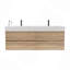 Meuble-lavabo de 60 po (30 po * 2) avec lavabo en quartz blanc et tiroirs en chêne brut, meuble-lavabo mural flottant, lavabo une pièce sans drain ni robinet
