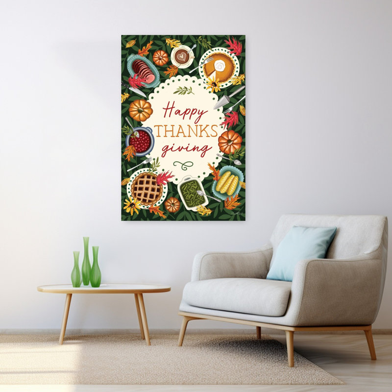Happy Thanksgiving Table, art contemporain, H 48 po x l 32 po
