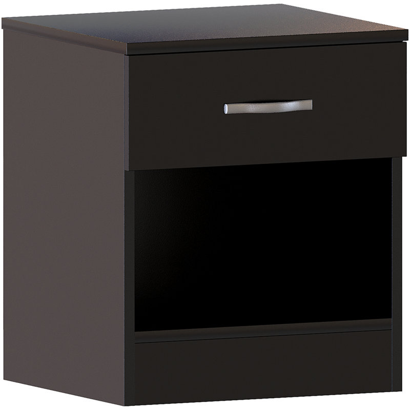 Maybery 1 Drawer Bedside Table, Black