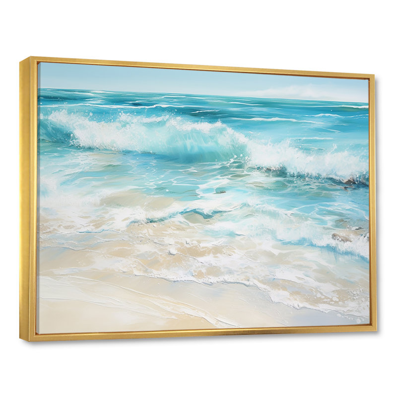«Ocean Charm», art mural océanique, Cadre flottant doré, H 30 po x l 40 po x P 1,5 po