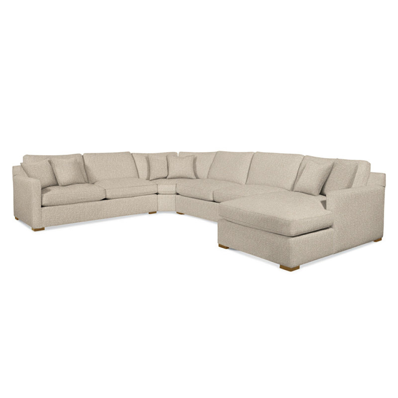 Bel-Air Upholstered L-Sectional, Right Hand Facing, Havana Finish, Stone Crypton Performance; 0884-83