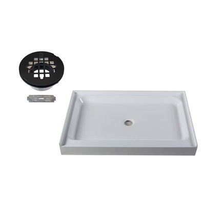 Base de douche simple avec drain central et grille de l 48 po x P 36 po