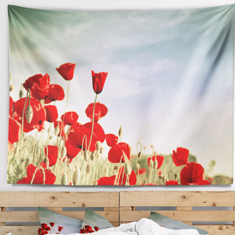 Tapisserie «Coquelicots rouges», H 68 po x l 80 po