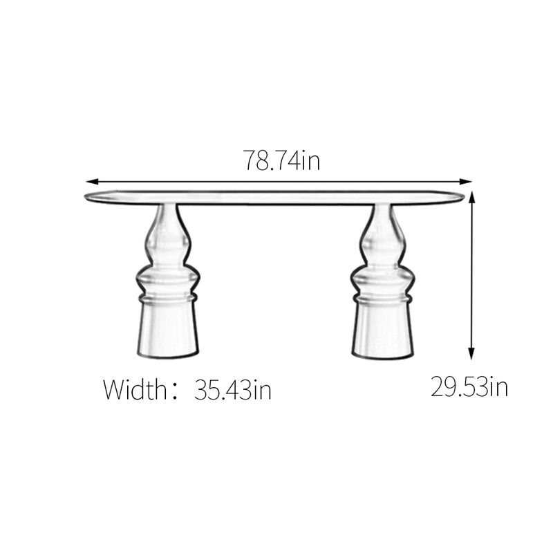 Retro high-end oval dining table, 29.53"H x 78.74"L x 35.43"W, Brownness