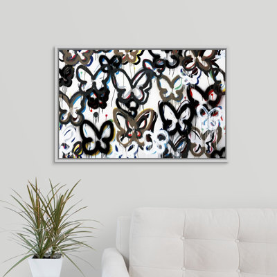 « papillon de fond ii », peinture sur toile
