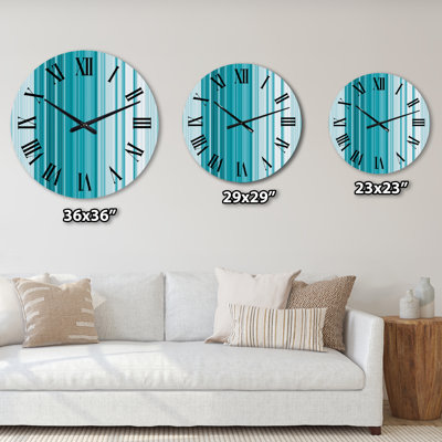 Turquoise Vertical Stripes - Patterned Wall Clock