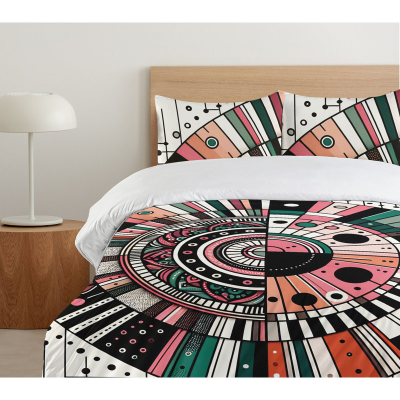 Geometric Shapes Duvet Cover, King Duvet Cover + 2 Standard Shams