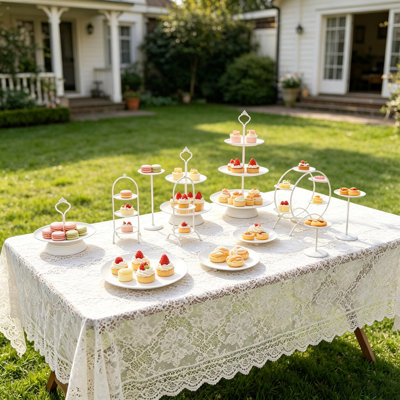 12PCS Cake Stands White Tabletop Fruit Snack Holder Iron Round Dessert Display Rack Set for Wedding Birthday Party Bakery Home Decor