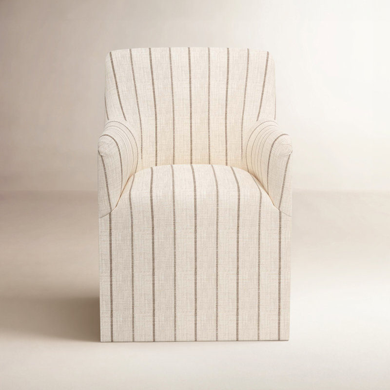 Howth Cotton Arm Chair, Fritz Charcoal Stripe