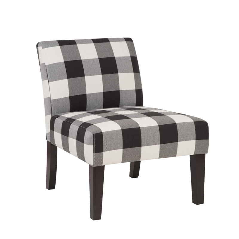 Javi Avington 26" Wide Armless Slipper Chair, Black and White Buffalo Check