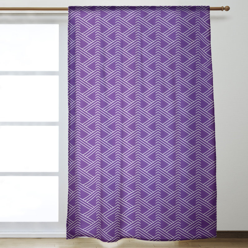 Jordao Room Darkening Curtain Single Panel, Purple/White