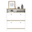 Range-chaussures H 46 po, une tablette de rangement ouverte, deux tiroirs de rangement internes, deux portes, chêne clair / blanc