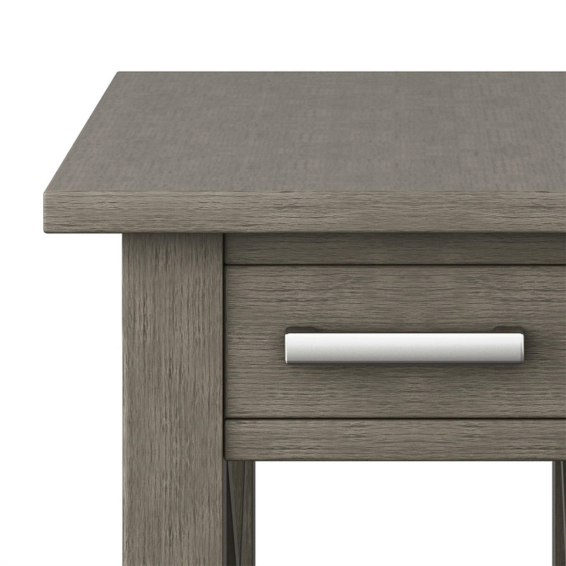 Farmhouse Gray Solid Wood Narrow End Table with Storage