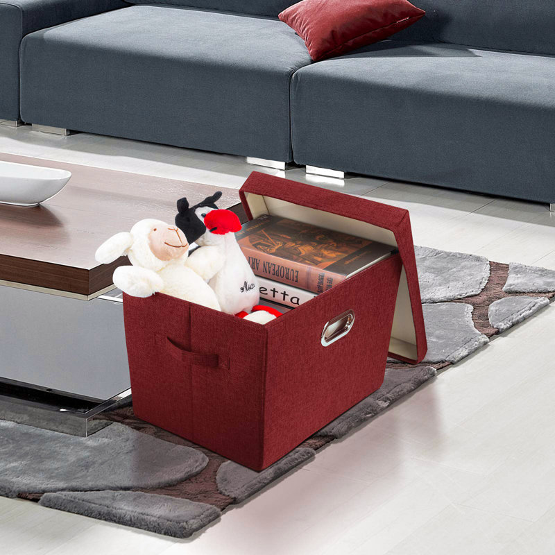 Ebern Designs Fabric Decorative Bin, Red Wine
