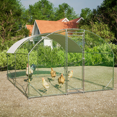 Grande cage à poules en métal avec couvercle imperméable et anti-UV, cage de clôture en forme de dôme pour l'extérieur et la ferme, tube de 1 po de diamètre, 9,84 pi x 13,12 pi x 6,56 pi