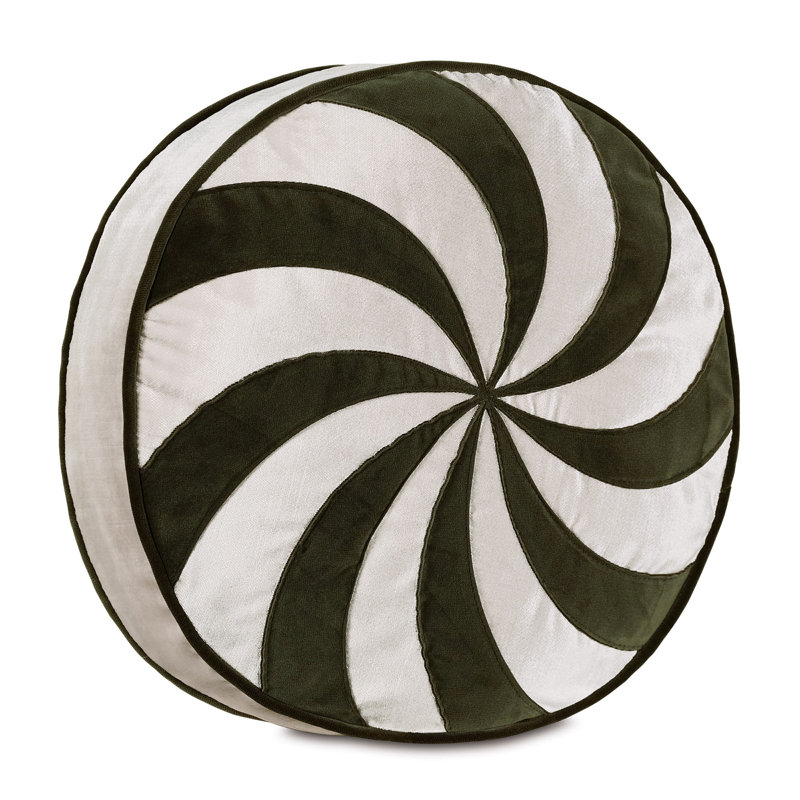 Holiday Traditional Circular Pillow Cover & Insert, Green/White