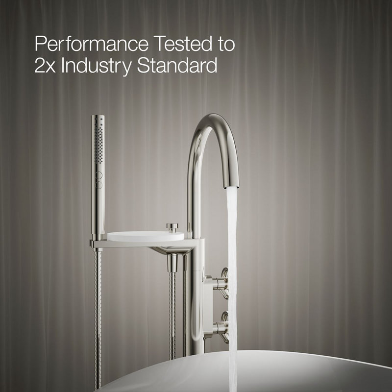 Components Floor-Mount Bath Filler Trim, Polished Nickel, Wheel Handle