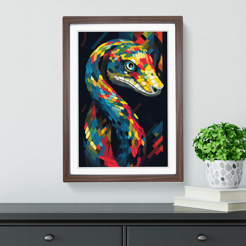 Python Constructivism - Framed Print, 34cm H x 25cm W x 2cm D, Walnut
