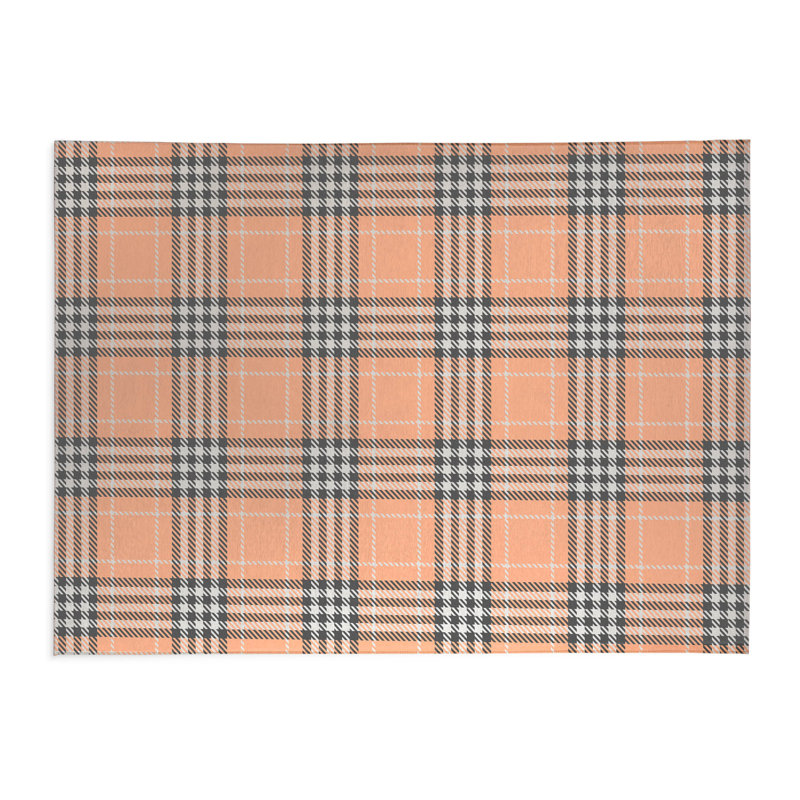 Christopher's Plaid Kids Play Mat, Rectangle 3' x 5', Peach/Orange