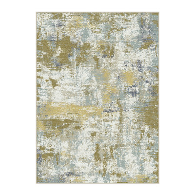 Kely Modern Abstract Machine Washable Area Rug with Non-Slip Backing