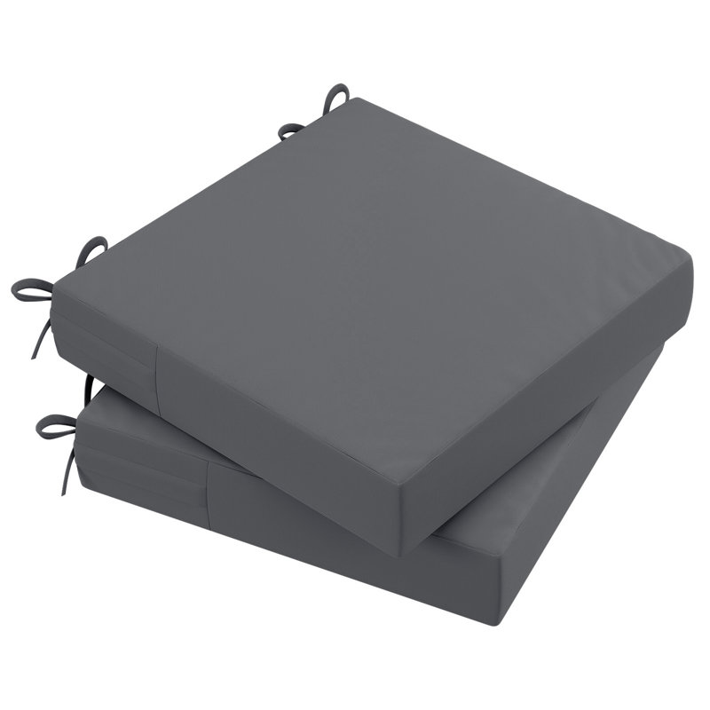 Coussins de siège d'extérieur imperméables pour meubles de patio, L 21 po x P 21 po, 4", Gris foncé