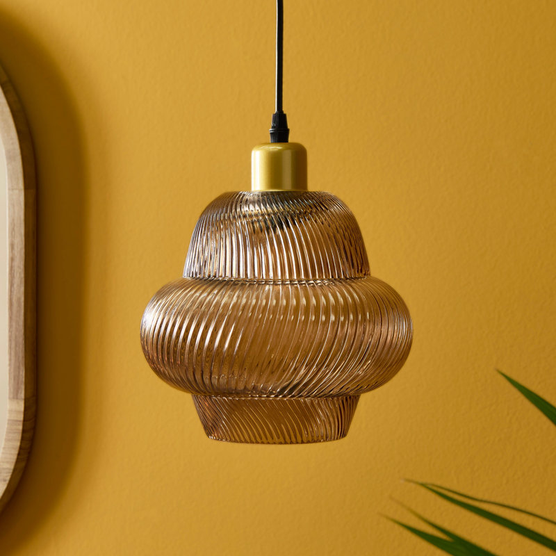 22cm Glass Pendant Light - Gold