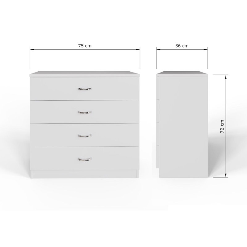 75cm W 4 - Drawer Chest of Drawers, White