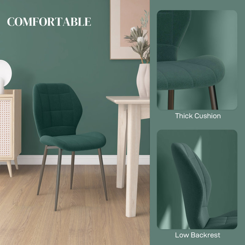 Siemering 48cm H Tufted Polyester Upholstered Upholstered Back Side Chair, Dark Green