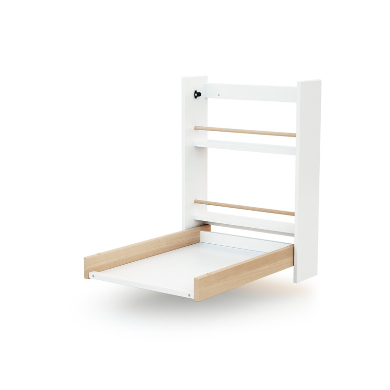 Folding wall-mounted wooden changing table ESSENTIEL, Natural/White